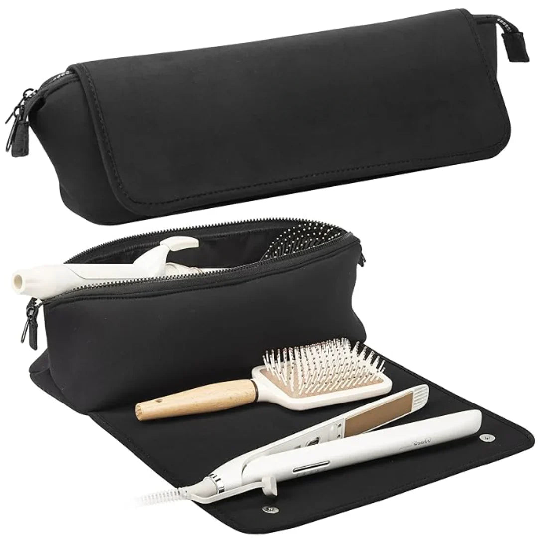 Travel-Friendly 2-in-1 Hair Tool Storage Bag & Heat-Resistant Mat