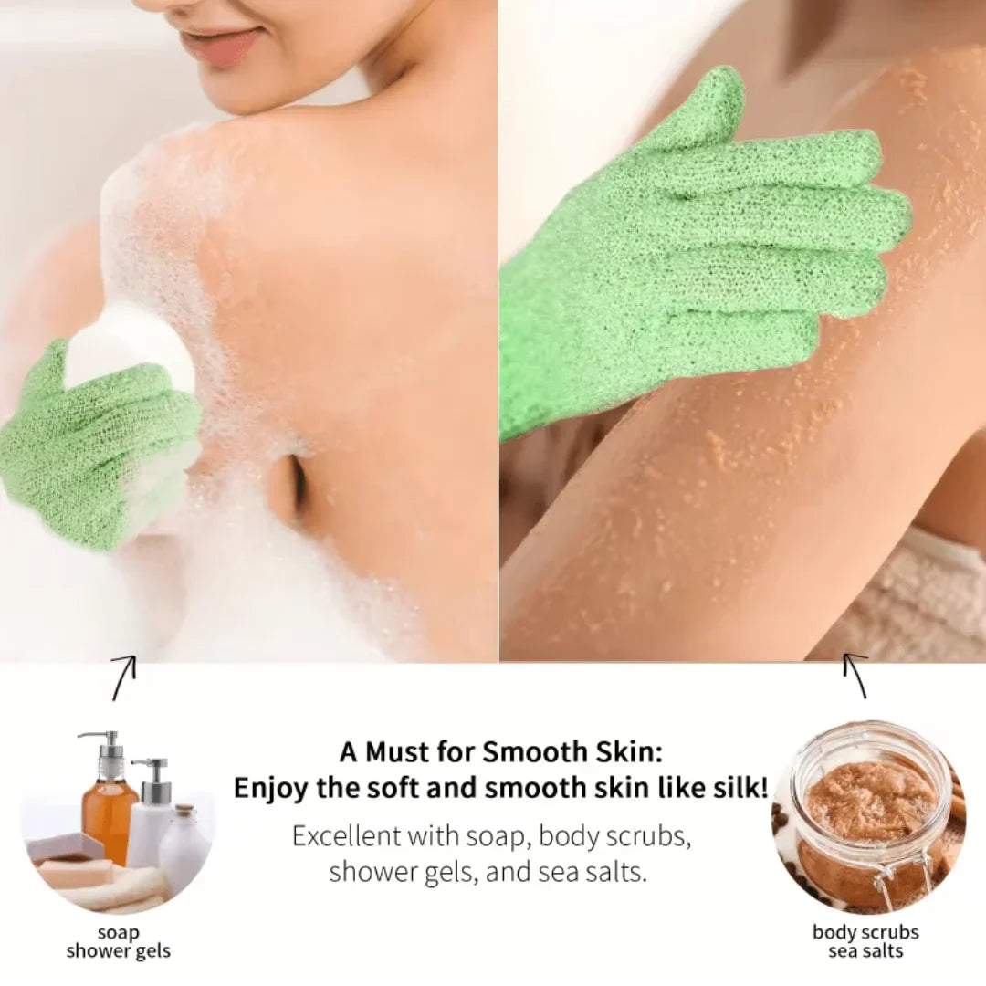 Dual-Textured Exfoliating Shower Gloves – Set of 2
