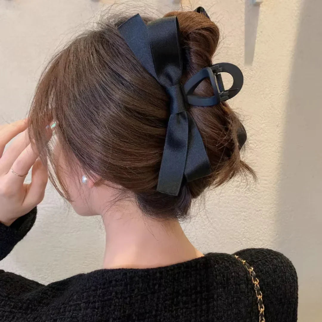 Elegant Satin Bow Hair Claw Clips