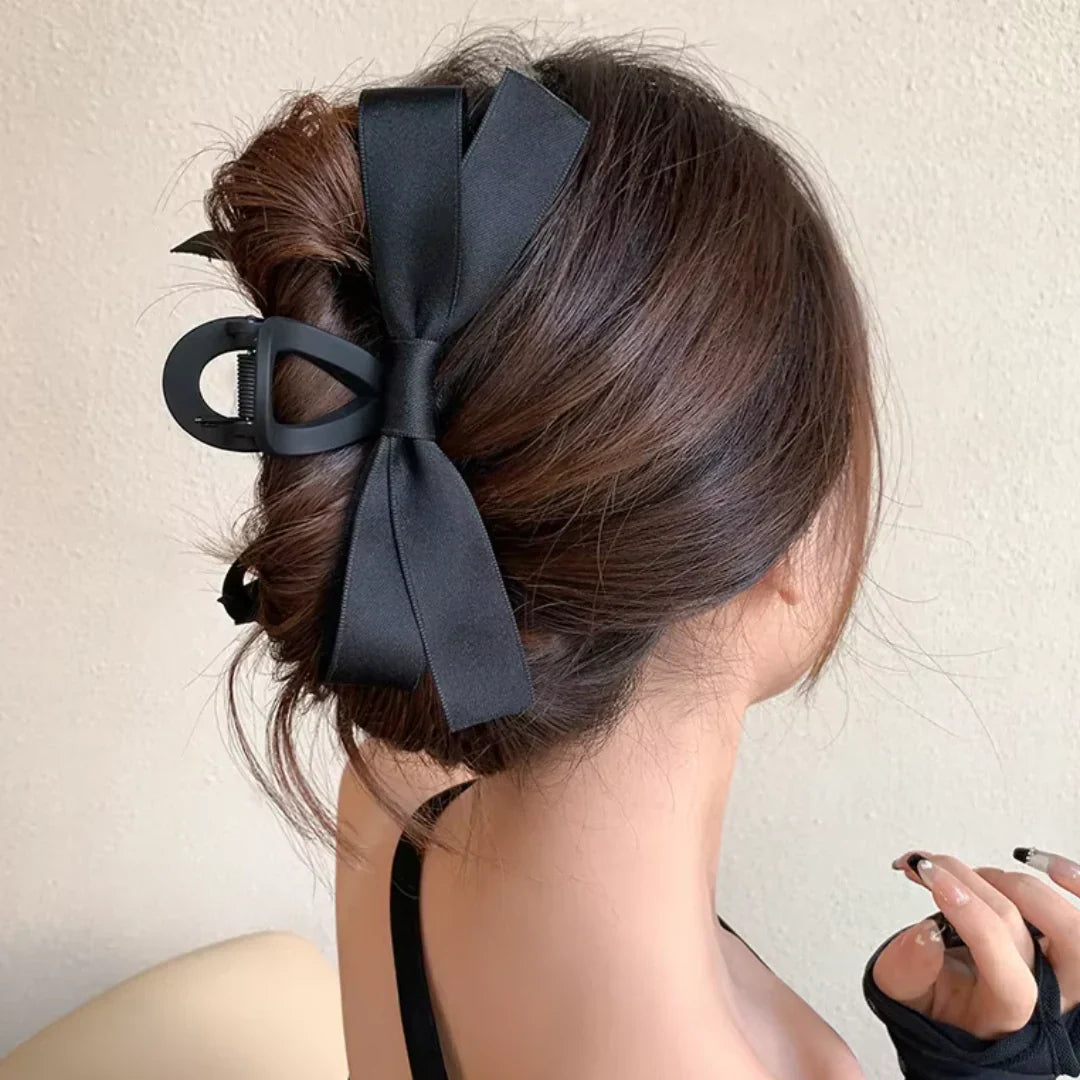 Elegant Satin Bow Hair Claw Clips