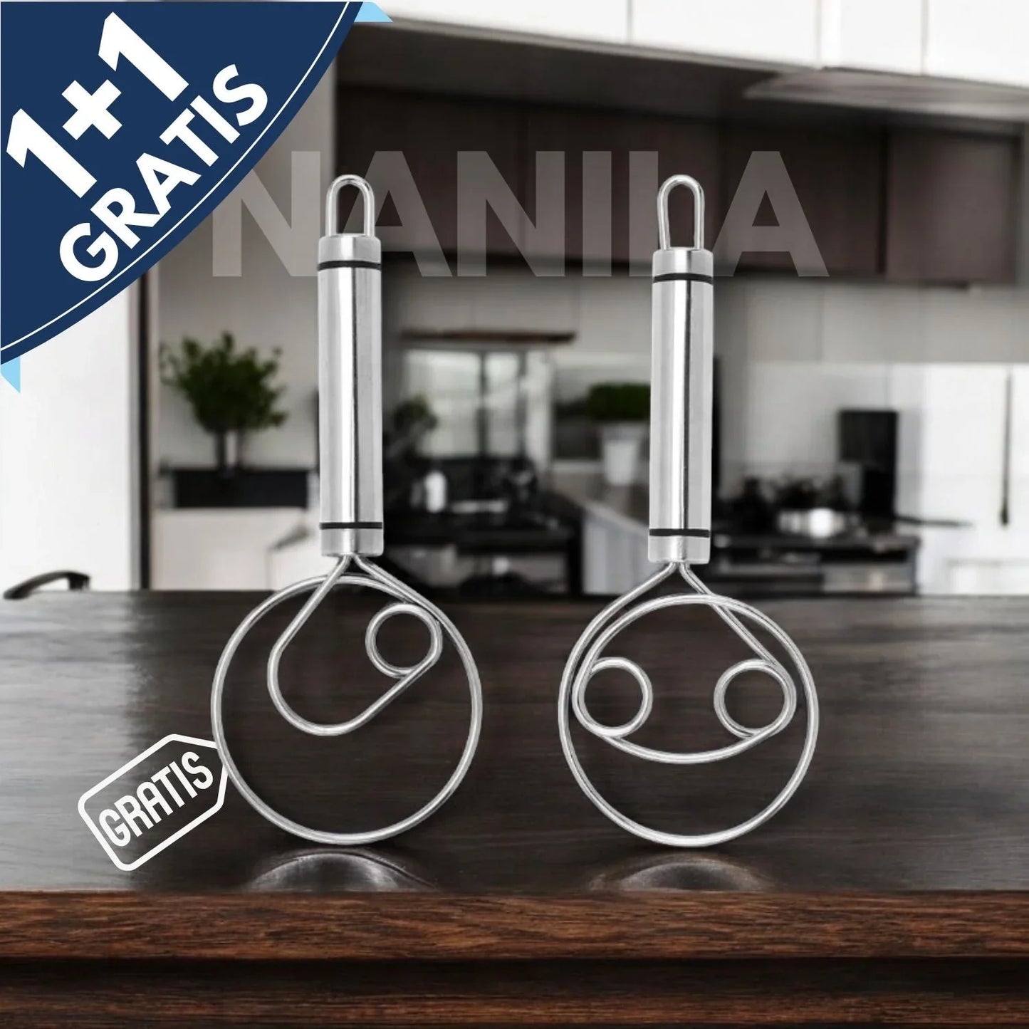Heavy-Duty Stainless Steel Dough Whisk - Ergonomic Design for Effortless Mixing and Baking