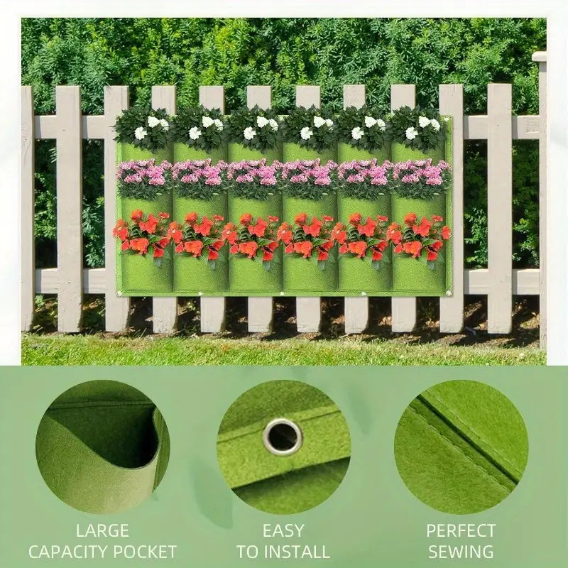 Wall-Mounted Felt Garden Planter – 3D Non-Woven Vertical Hanging Plant Bag