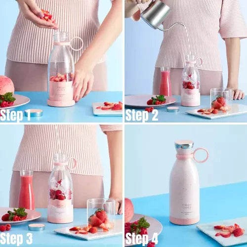 Portable Compact Smoothie Blender with Fruit Container and Drinking Cap