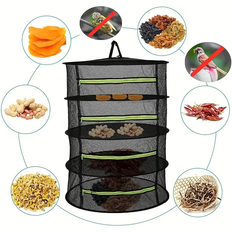 Collapsible Drying Rack for Fruits, Vegetables, and Herbs – Multi-Tier Mesh Organizer for Fast Drying