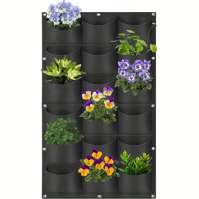 Wall-Mounted Felt Garden Planter – 3D Non-Woven Vertical Hanging Plant Bag