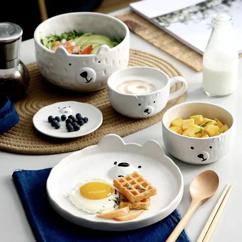 Polar Bear Bowl and Mug Set – Cute Ceramic Tableware
