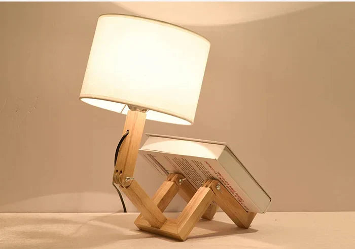 Modern Wooden Table Lamp with Built-in Book Holder – Stylish Lighting for Your Home