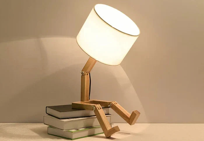 Modern Wooden Table Lamp with Built-in Book Holder – Stylish Lighting for Your Home
