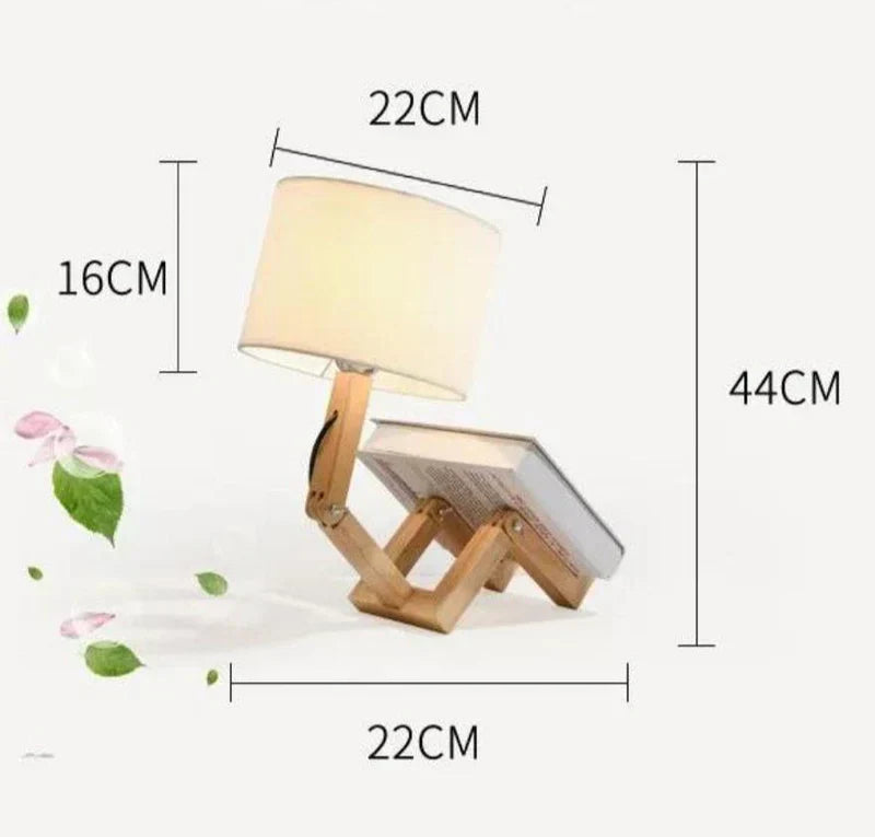 Modern Wooden Table Lamp with Built-in Book Holder – Stylish Lighting for Your Home