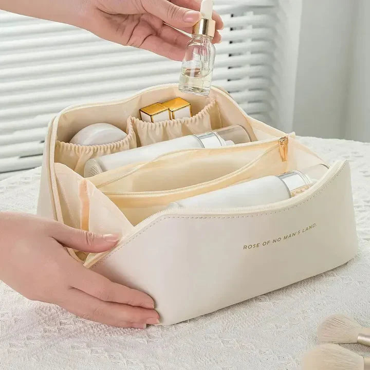 Compact Travel Makeup Organizer With Zipper – Stylish Cosmetic Pouch