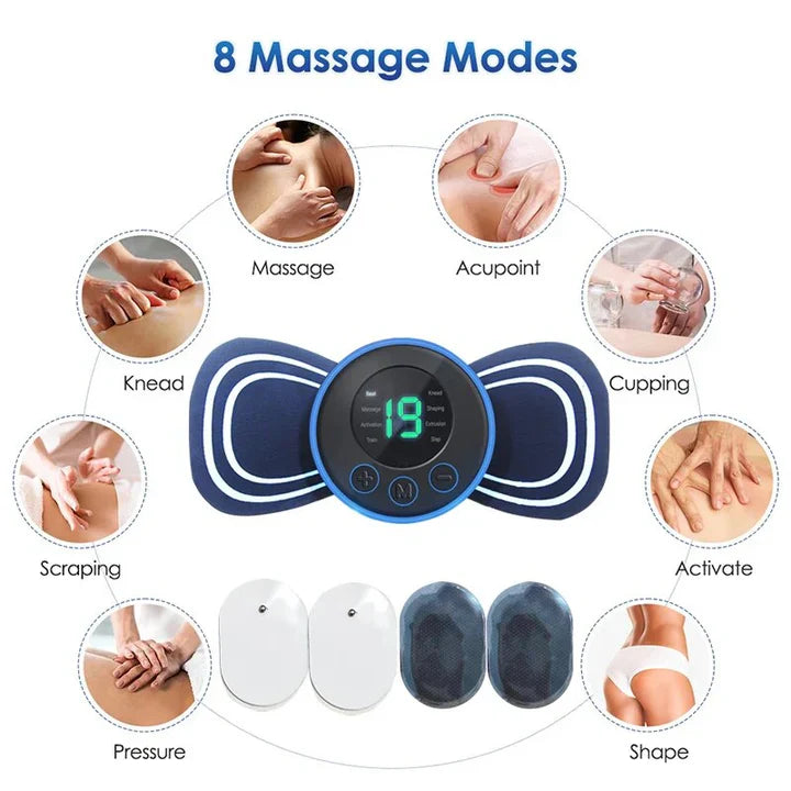 Wireless TENS Pulse Massager | Portable Pain Relief with Remote Control & Gel Pads