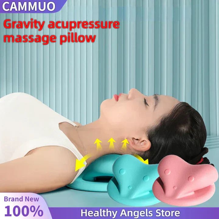 Neck and Shoulder Relief Stretcher – Cervical Traction Pillow for Spinal Alignment and Massage