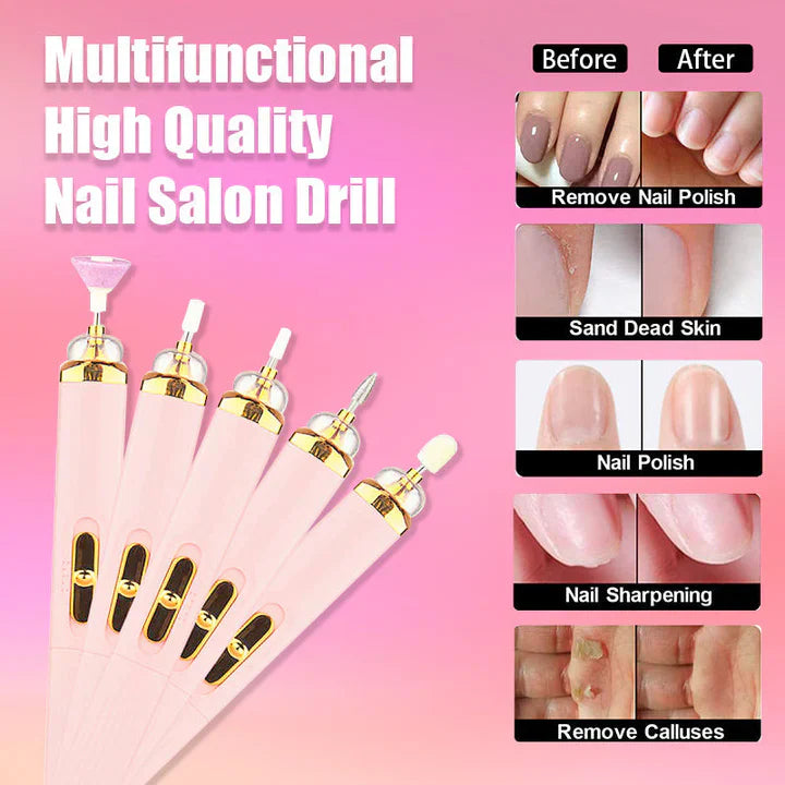 5-in-1 Rechargeable Electric Nail File – Portable Manicure & Pedicure Tool with LED Light