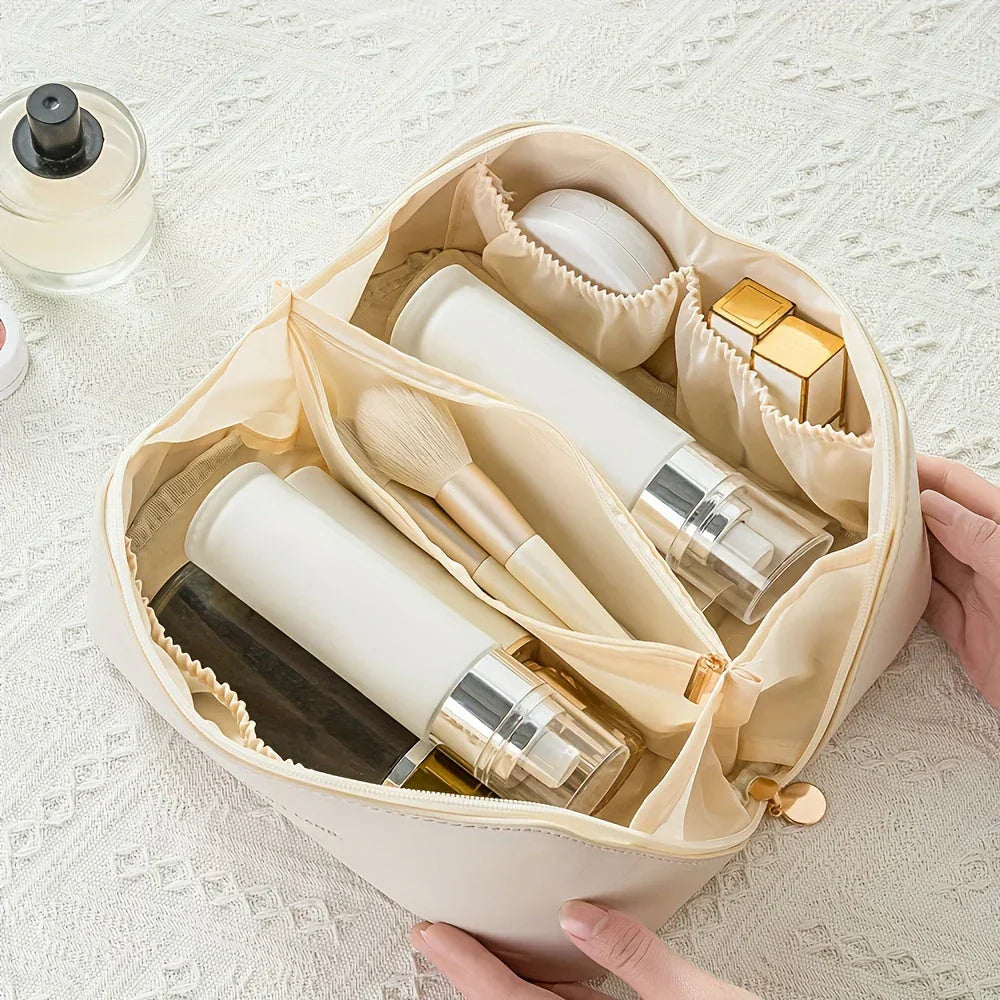 Compact Travel Makeup Organizer With Zipper – Stylish Cosmetic Pouch