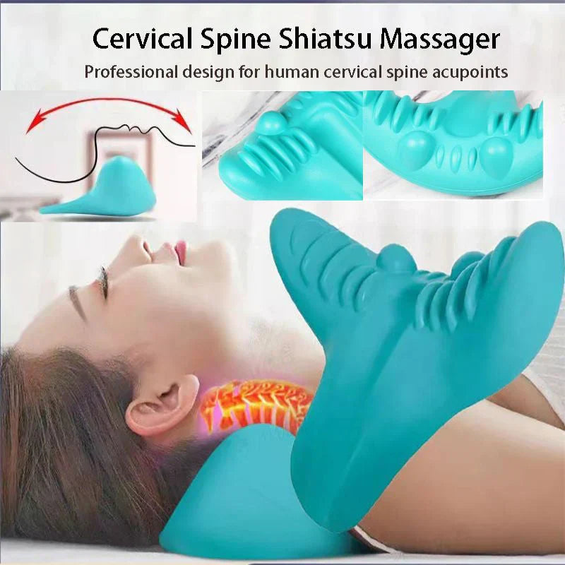 Neck and Shoulder Relief Stretcher – Cervical Traction Pillow for Spinal Alignment and Massage