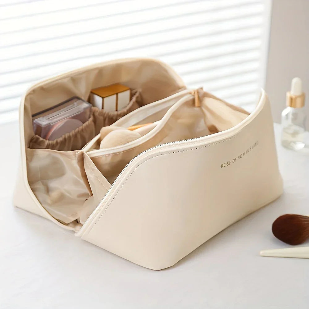 Compact Travel Makeup Organizer With Zipper – Stylish Cosmetic Pouch