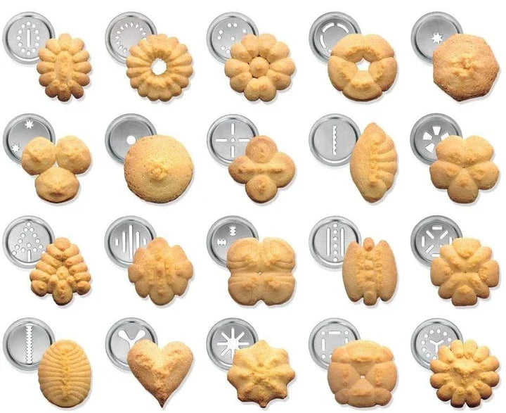 Stainless Steel Cookie Press with Interchangeable Discs for Perfect Biscuits and Pastries