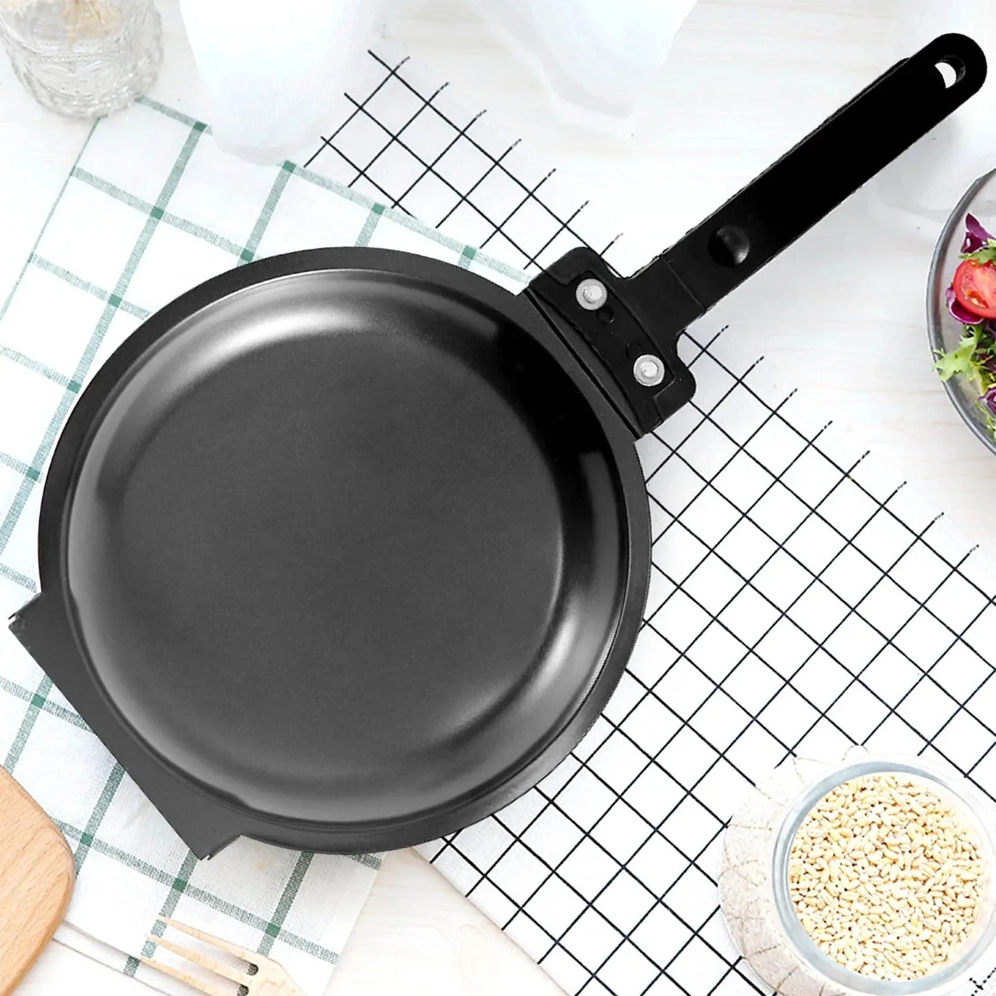 Double-Sided Non-Stick Pan with Folding Handle
