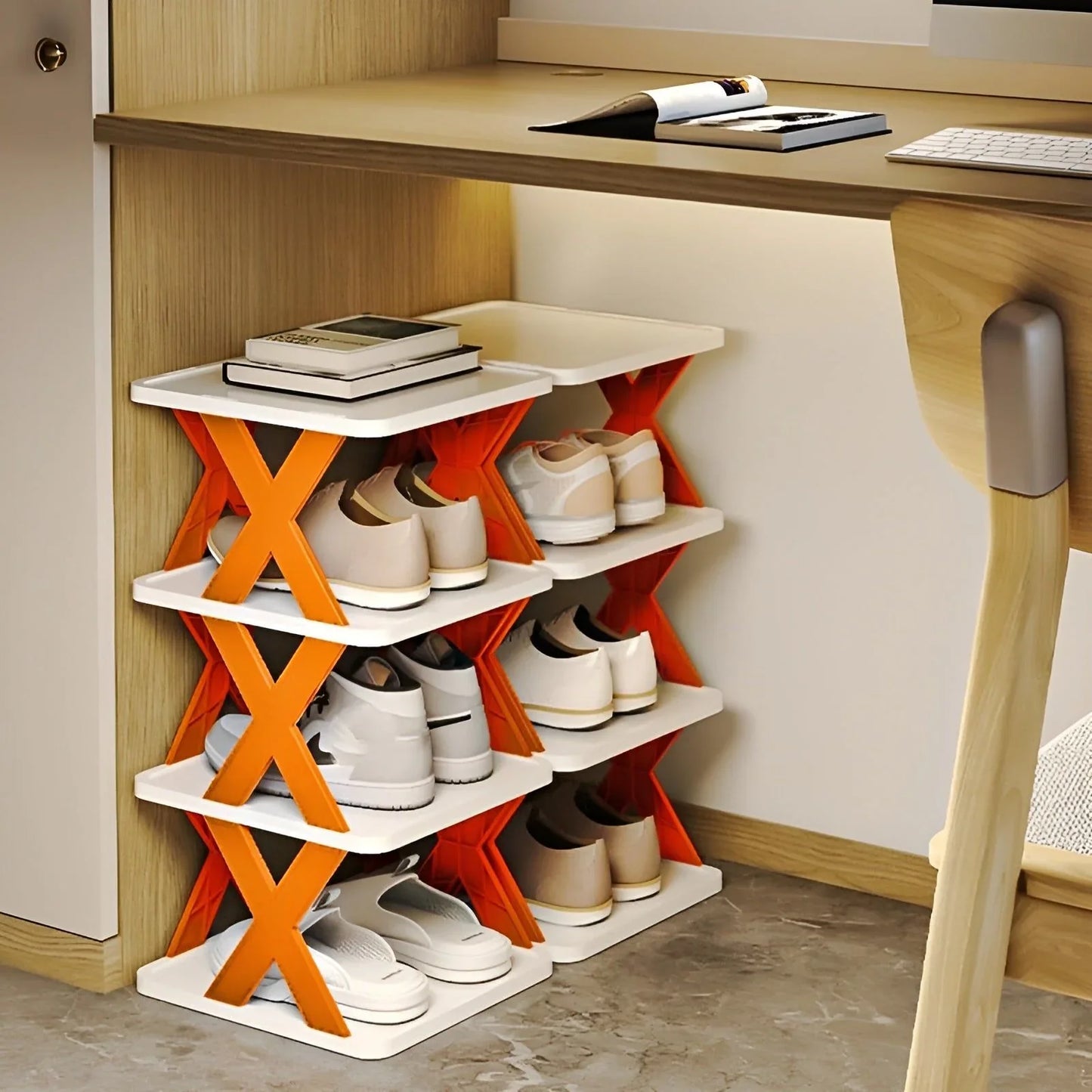Space-Saving Multifunctional Foldable Shoe Rack
