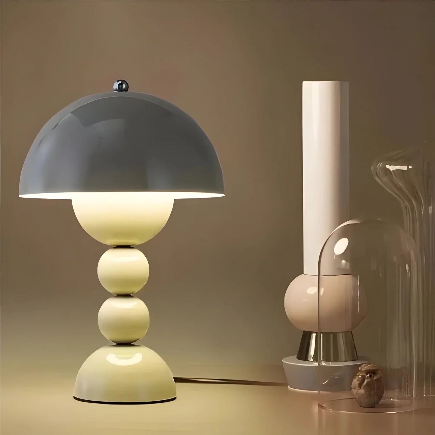 Modern Geometric Table Lamp - Stylish Scandinavian Design with Colorful Base