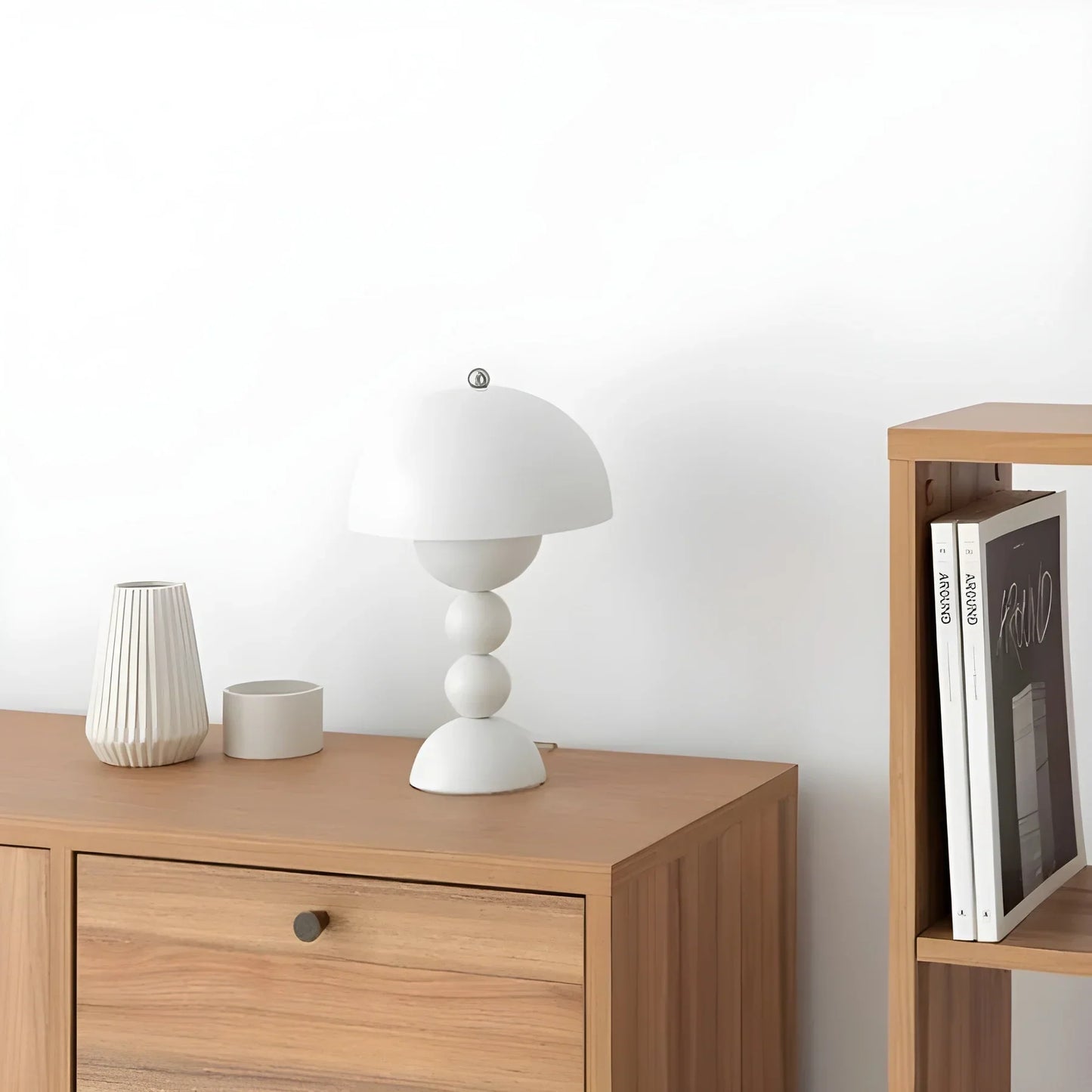 Modern Geometric Table Lamp - Stylish Scandinavian Design with Colorful Base