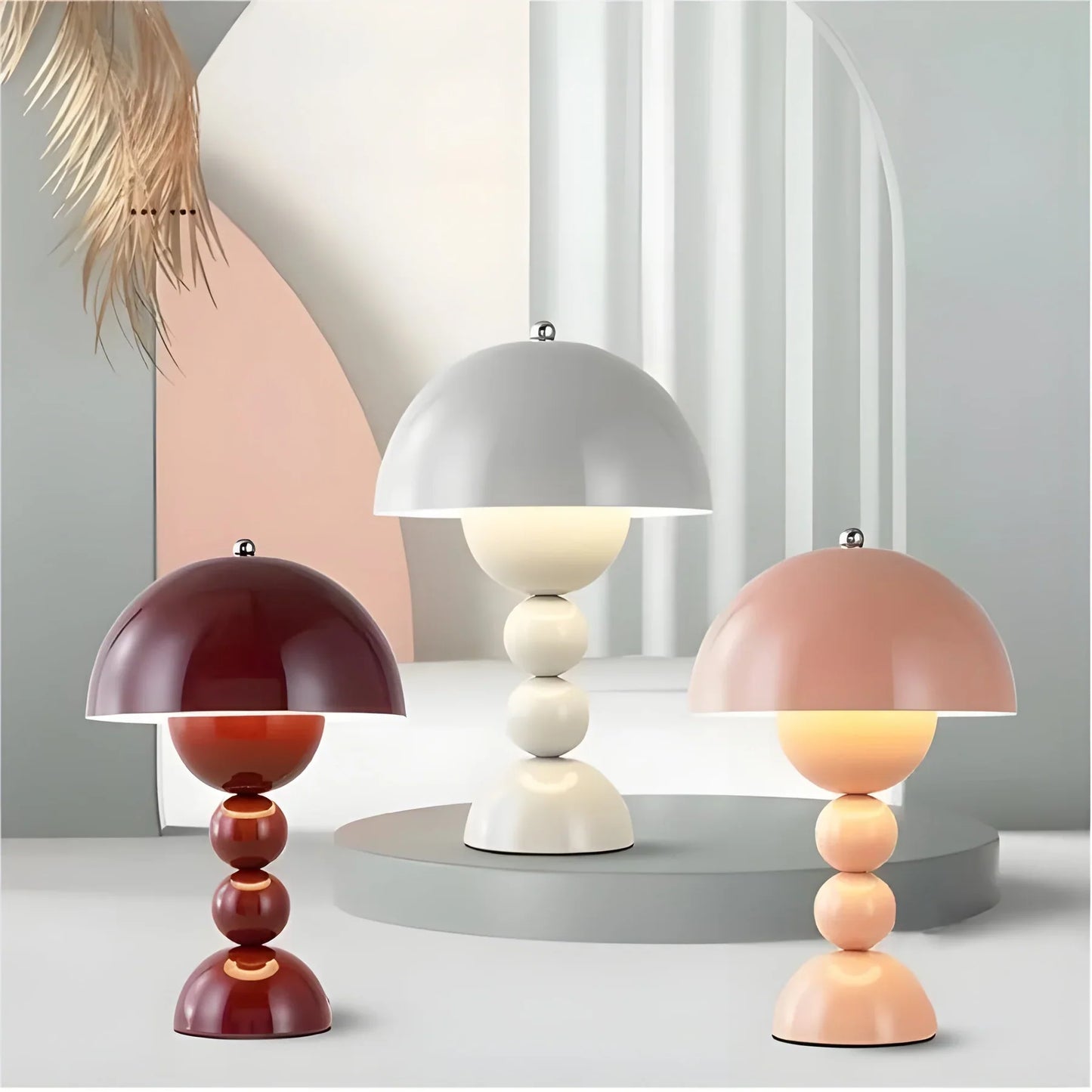 Modern Geometric Table Lamp - Stylish Scandinavian Design with Colorful Base