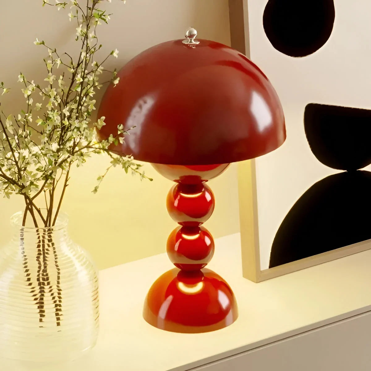 Modern Geometric Table Lamp - Stylish Scandinavian Design with Colorful Base