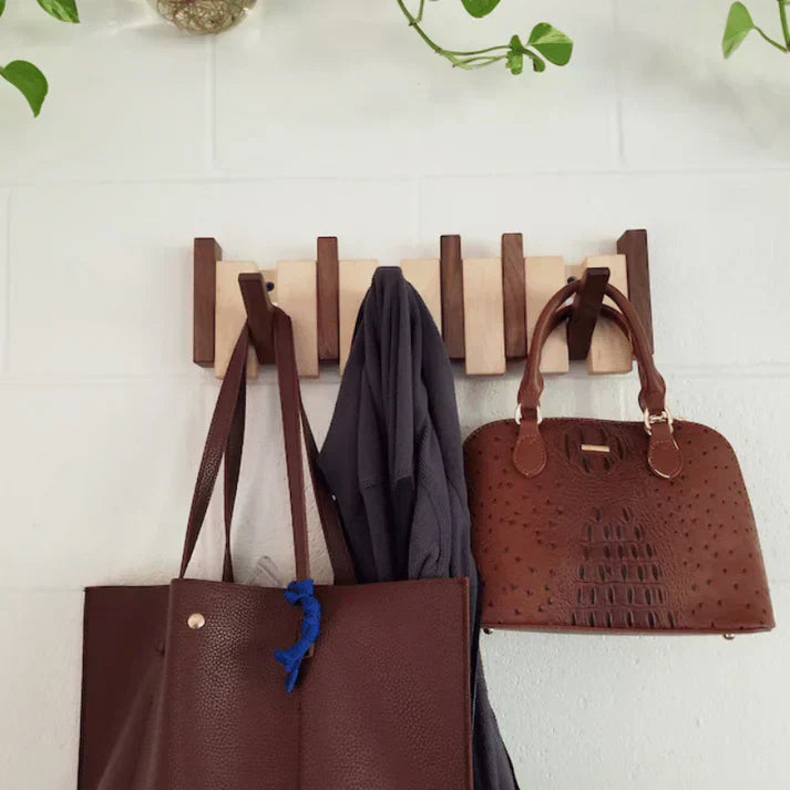 Elegant Wooden Piano Key Hook Rack