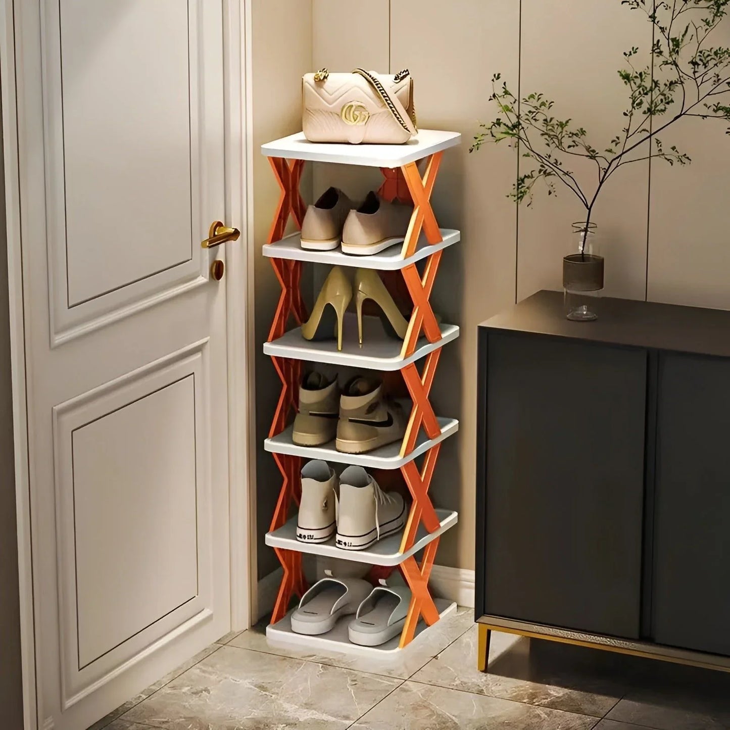 Space-Saving Multifunctional Foldable Shoe Rack