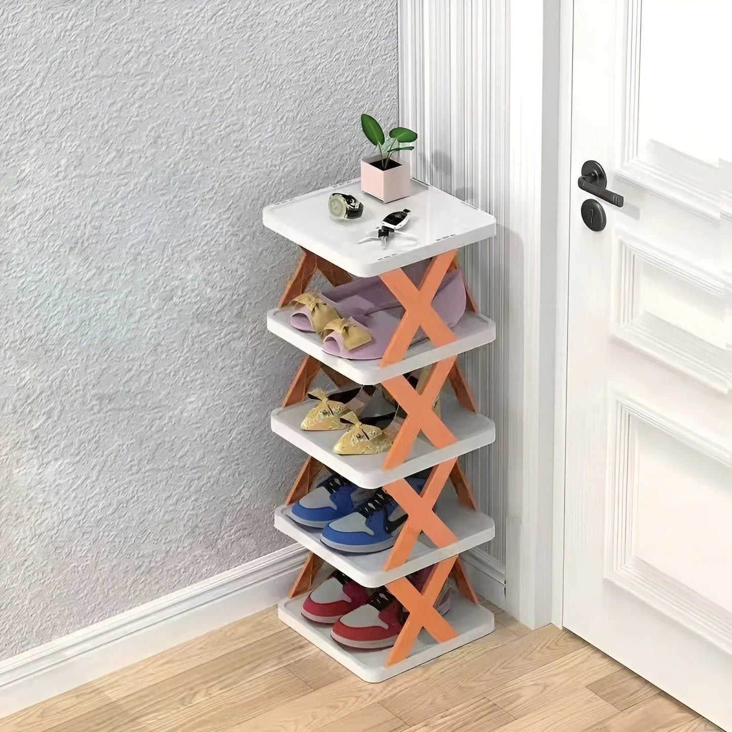 Space-Saving Multifunctional Foldable Shoe Rack