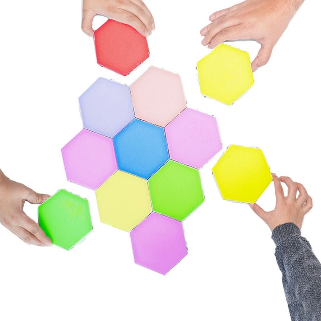 RGB Interactive Hexagonal LED Panels with Color Control and Music Sync Feature