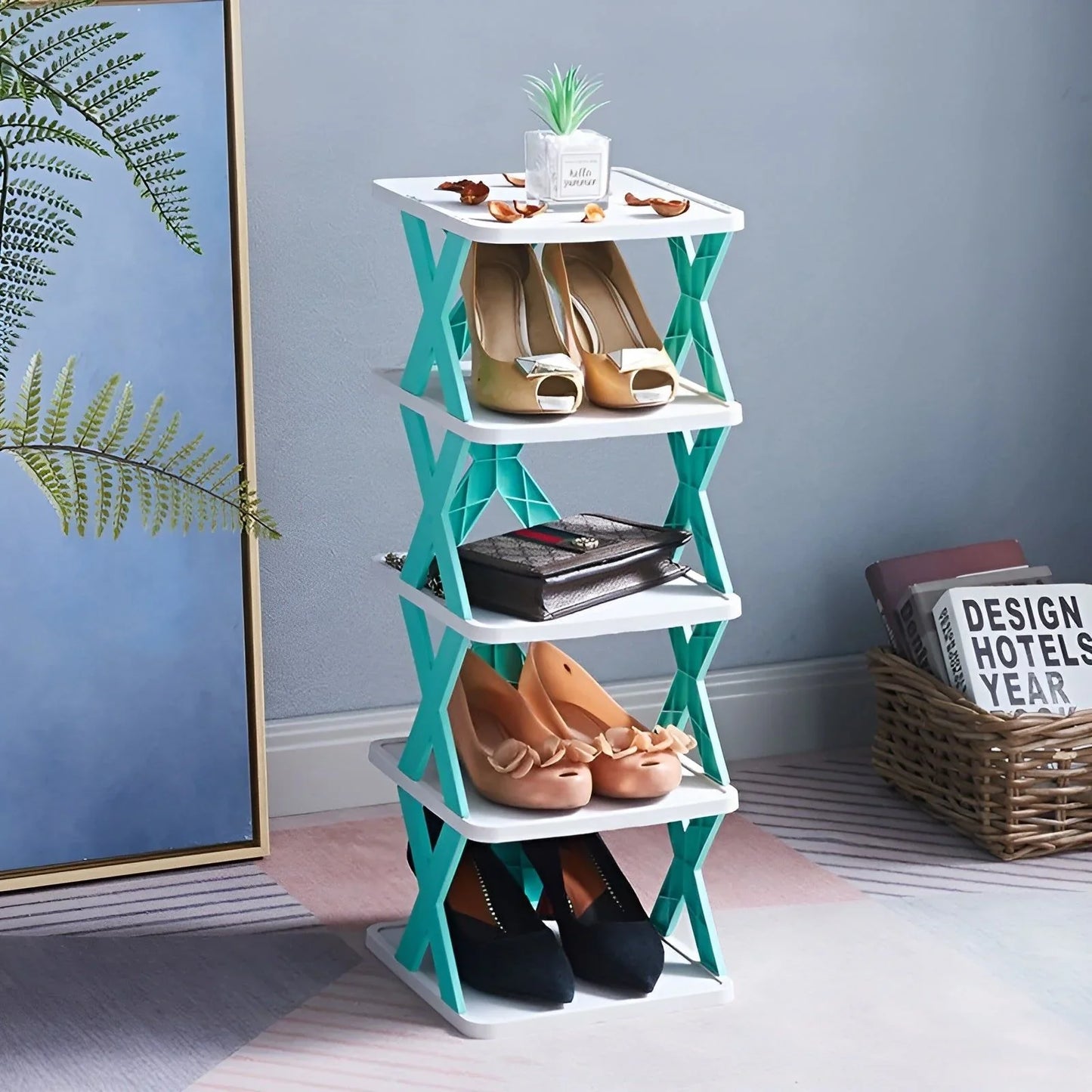 Space-Saving Multifunctional Foldable Shoe Rack
