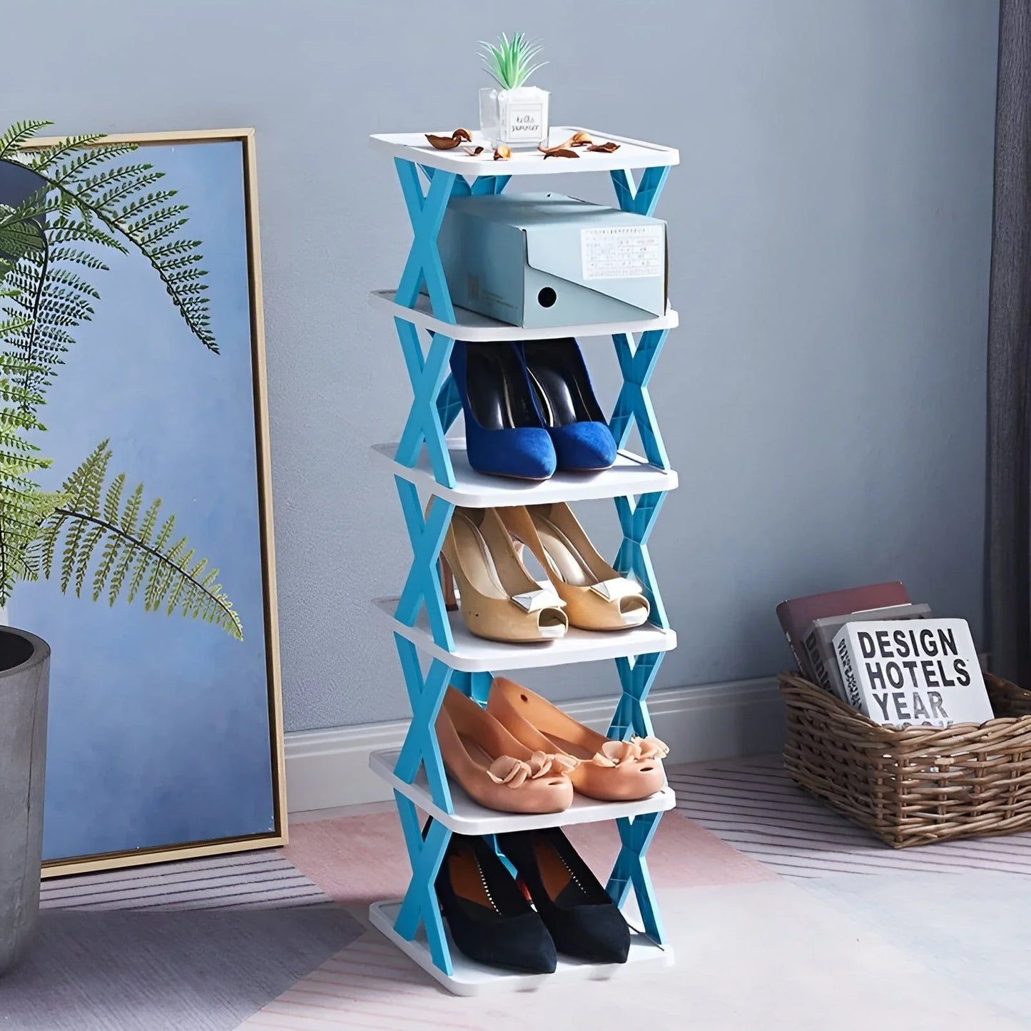 Space-Saving Multifunctional Foldable Shoe Rack