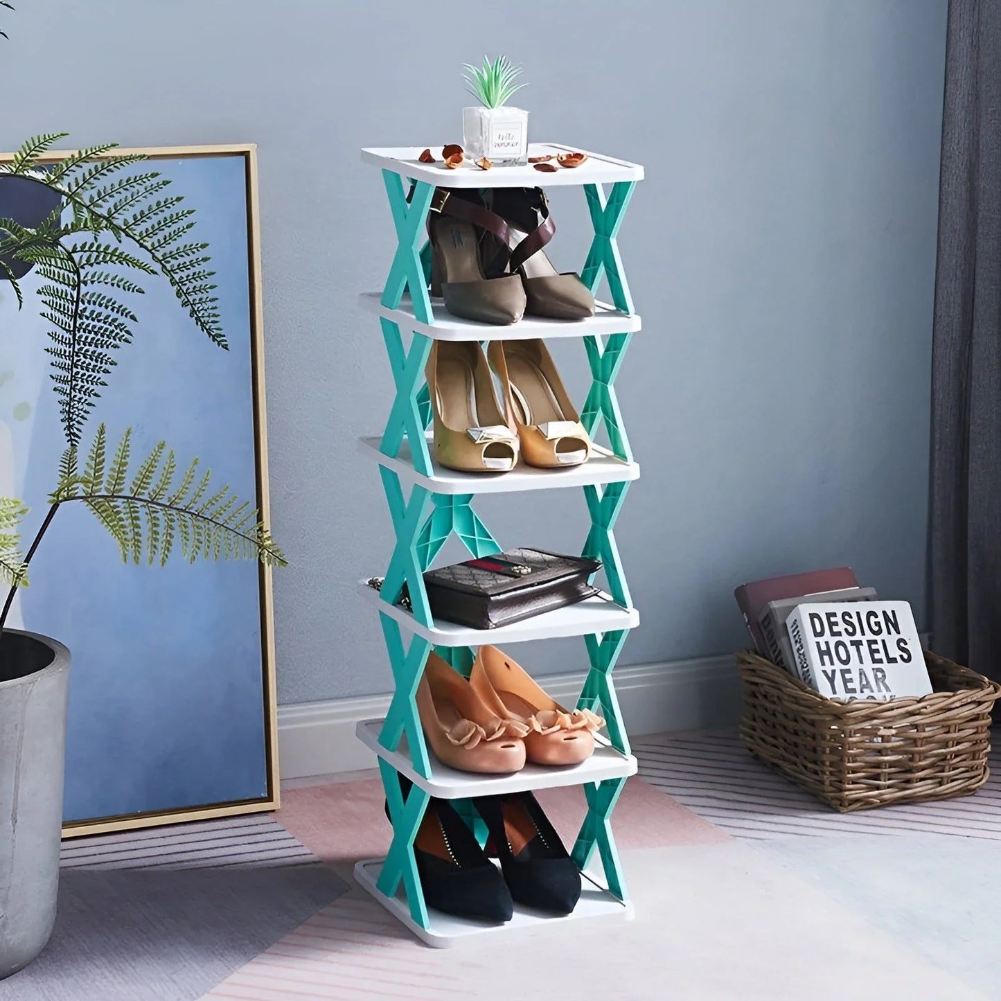Space-Saving Multifunctional Foldable Shoe Rack