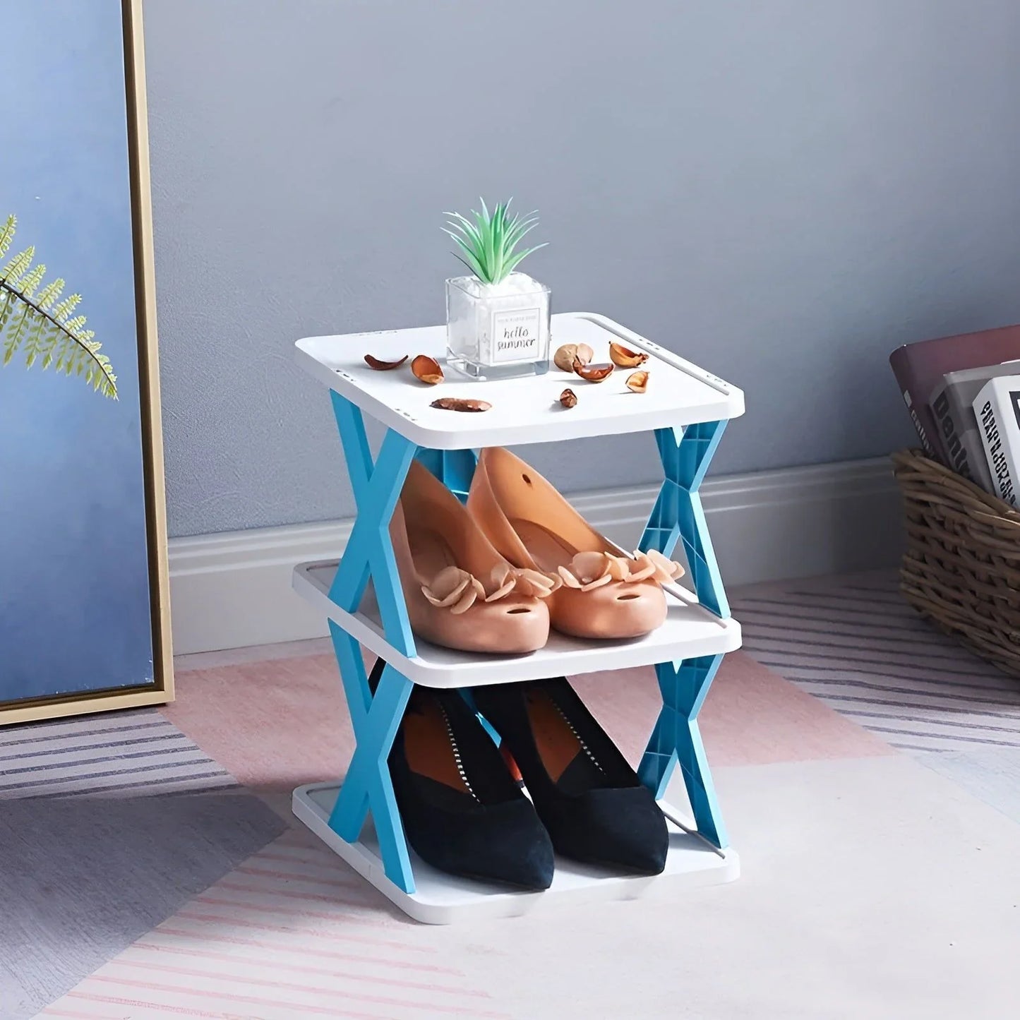Space-Saving Multifunctional Foldable Shoe Rack