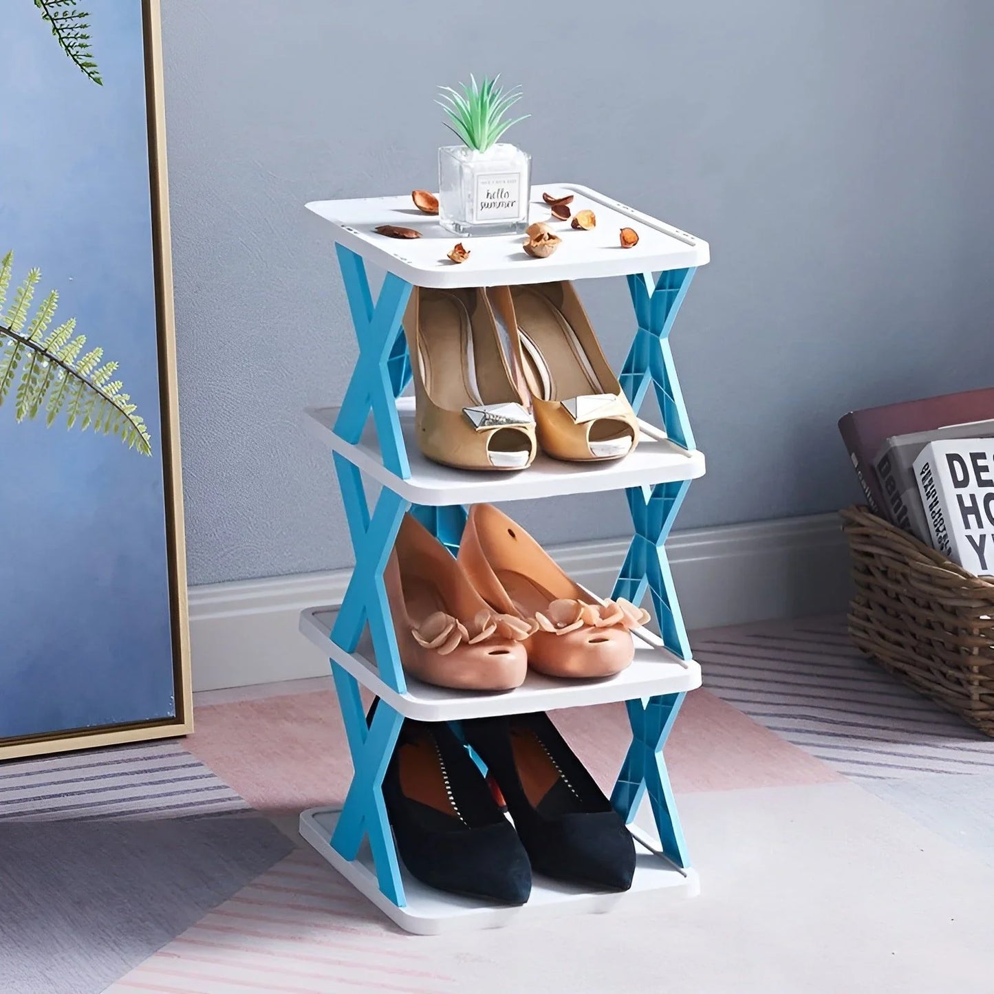 Space-Saving Multifunctional Foldable Shoe Rack