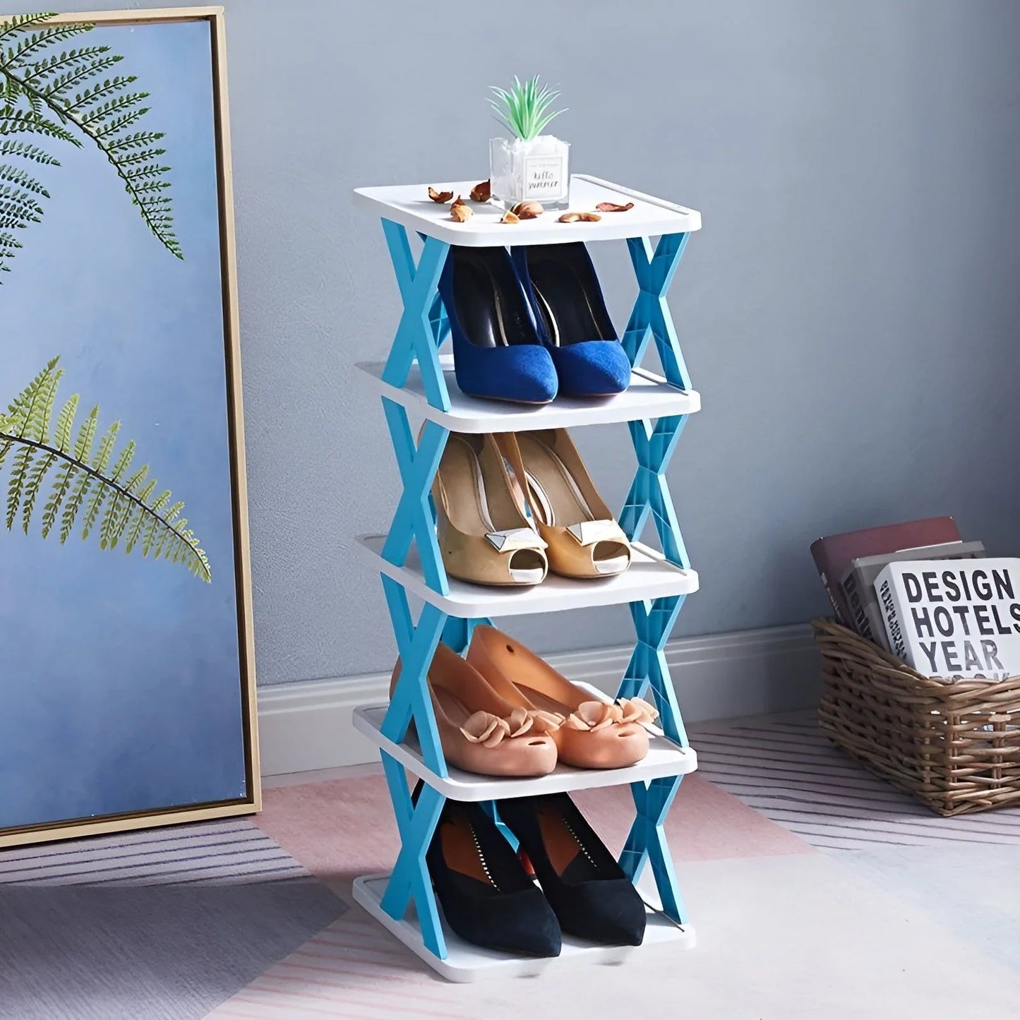 Space-Saving Multifunctional Foldable Shoe Rack