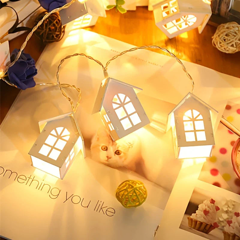 LED String Lights with Tiny House Decorations – Indoor Holiday Fairy Lighting