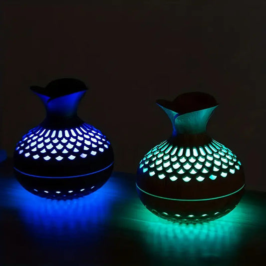 Wooden Aromatherapy Humidifier with LED Diffuser and Night Light for Relaxation