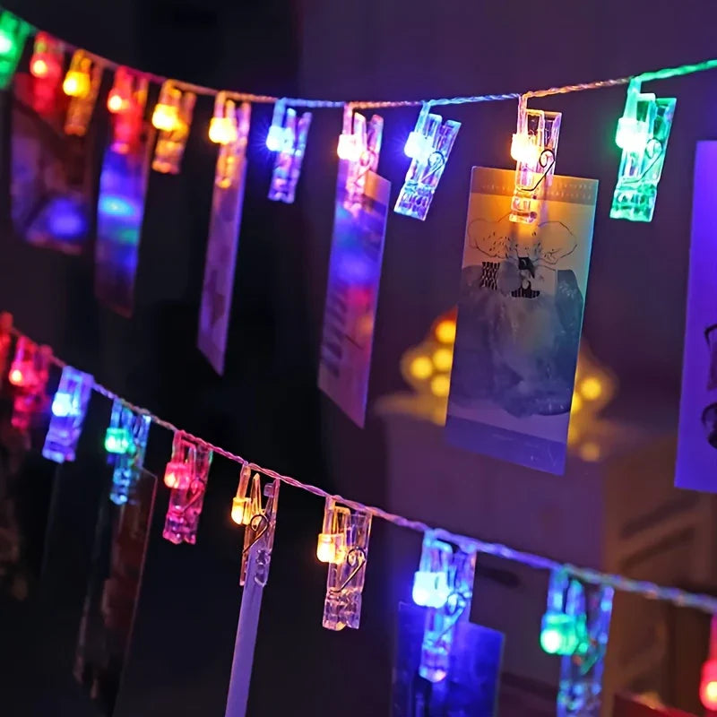 LED Photo Clip String Lights with Battery Power – Colour-Changing Lights for Displaying Photos and Decoration