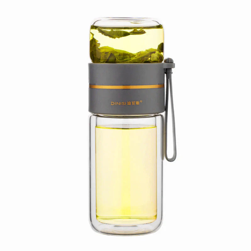 Double-Walled Glass Tea Infuser Bottle with Strainer