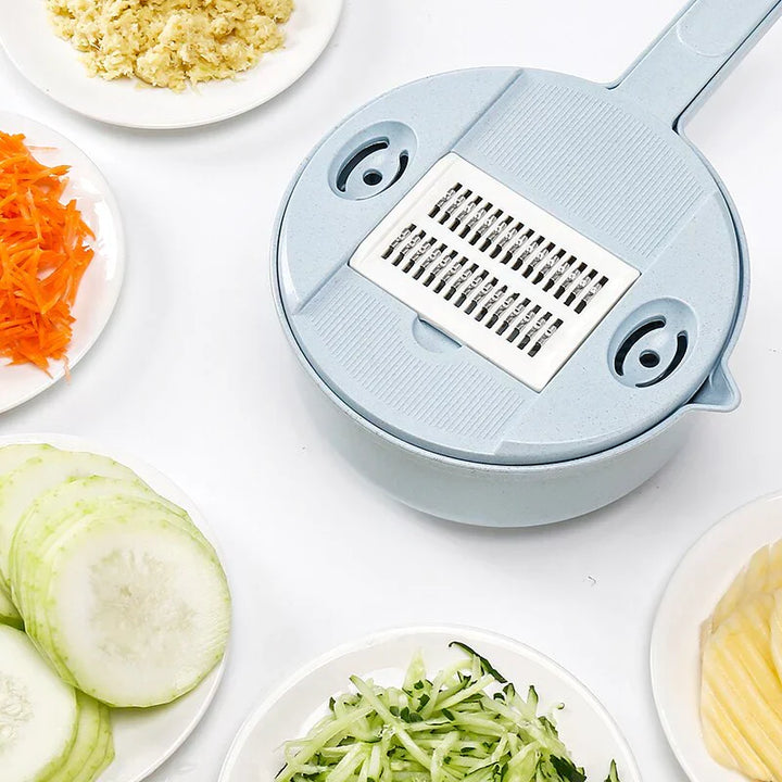 3-in-1 Multifunctional Vegetable Slicer with Sieve – Kitchen Grater for Fruits and Vegetables with Drip Tray