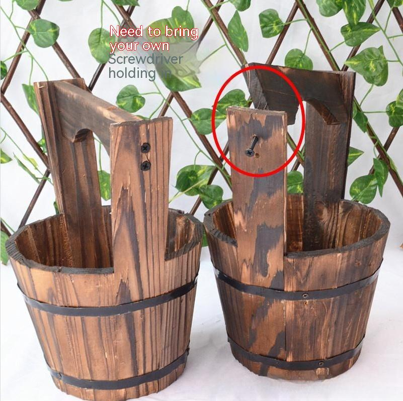 Wooden Barrel Planter - Decorative Flower Pot for Garden and Patio