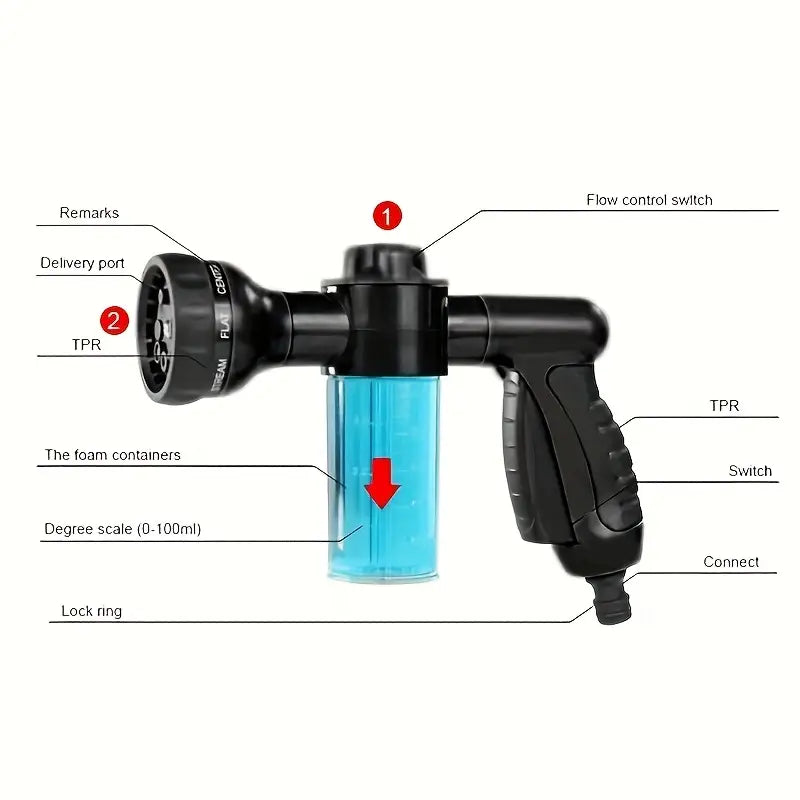 Multifunctional Car Cleaning Gun – Spray Nozzle with Microfiber Attachment for Deep Clean