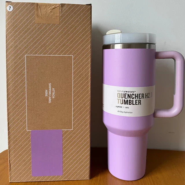 40 Oz Insulated Stainless Steel Travel Mug with Handle, Leakproof Lid & Straw