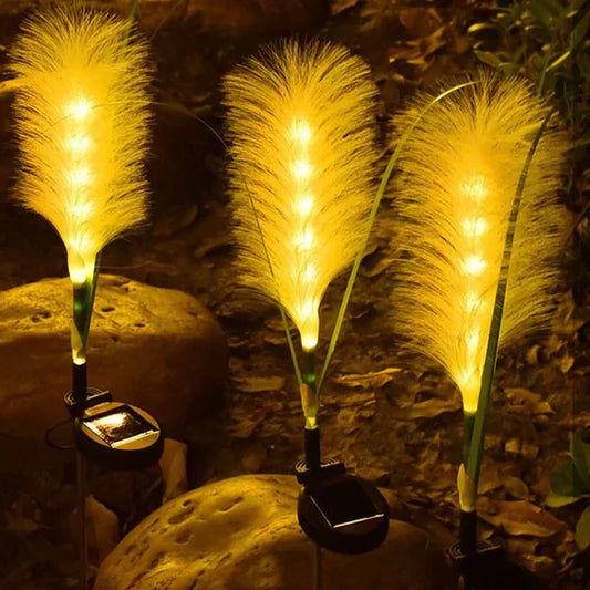 Solar-Powered Rattan Garden Lamp - Outdoor Decorative Lighting In Grass Design