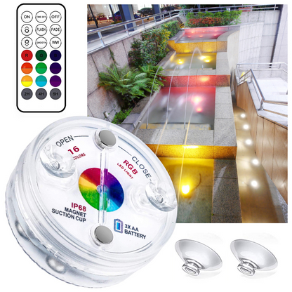 Remote-Controlled Underwater LED Light – RGB Multicolor Pool and Pond Lighting for Bathrooms