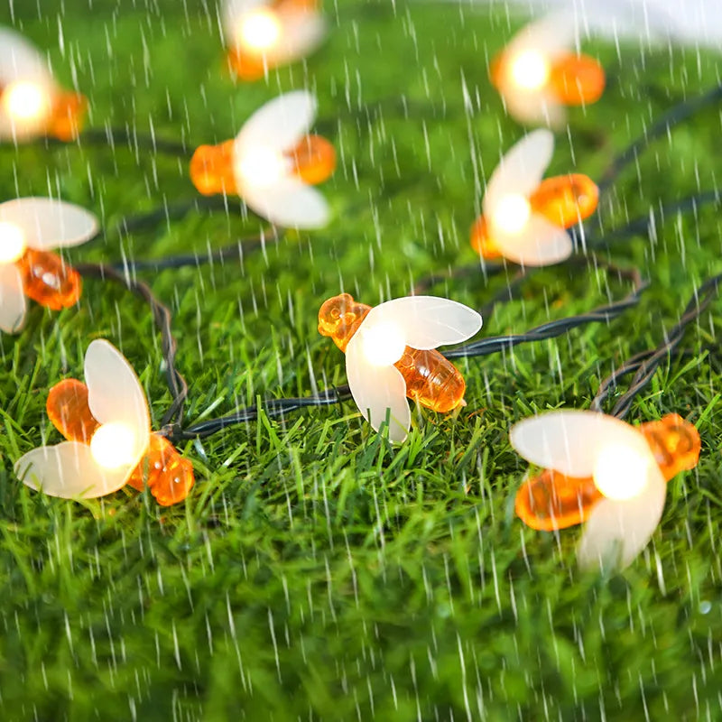 Solar LED Bee Fairy Lights - Decorative Outdoor Lighting for Garden and Patio