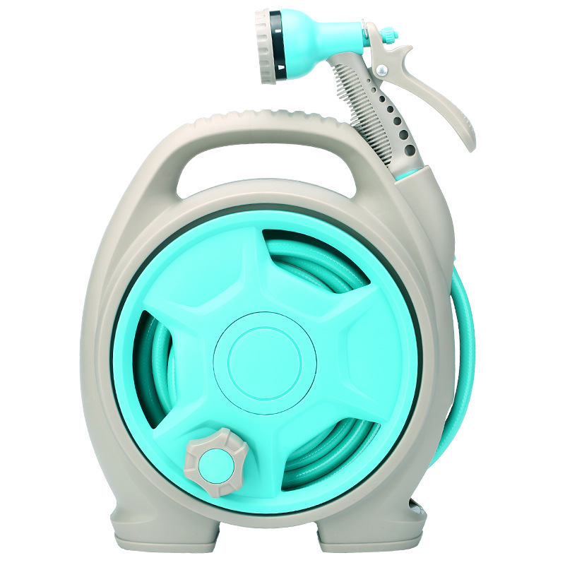 Compact Garden Hose Reel with Spray Nozzle – Convenient Watering Solution for Outdoors
