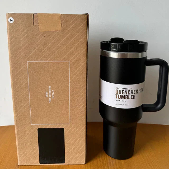 40 Oz Insulated Stainless Steel Travel Mug with Handle, Leakproof Lid & Straw